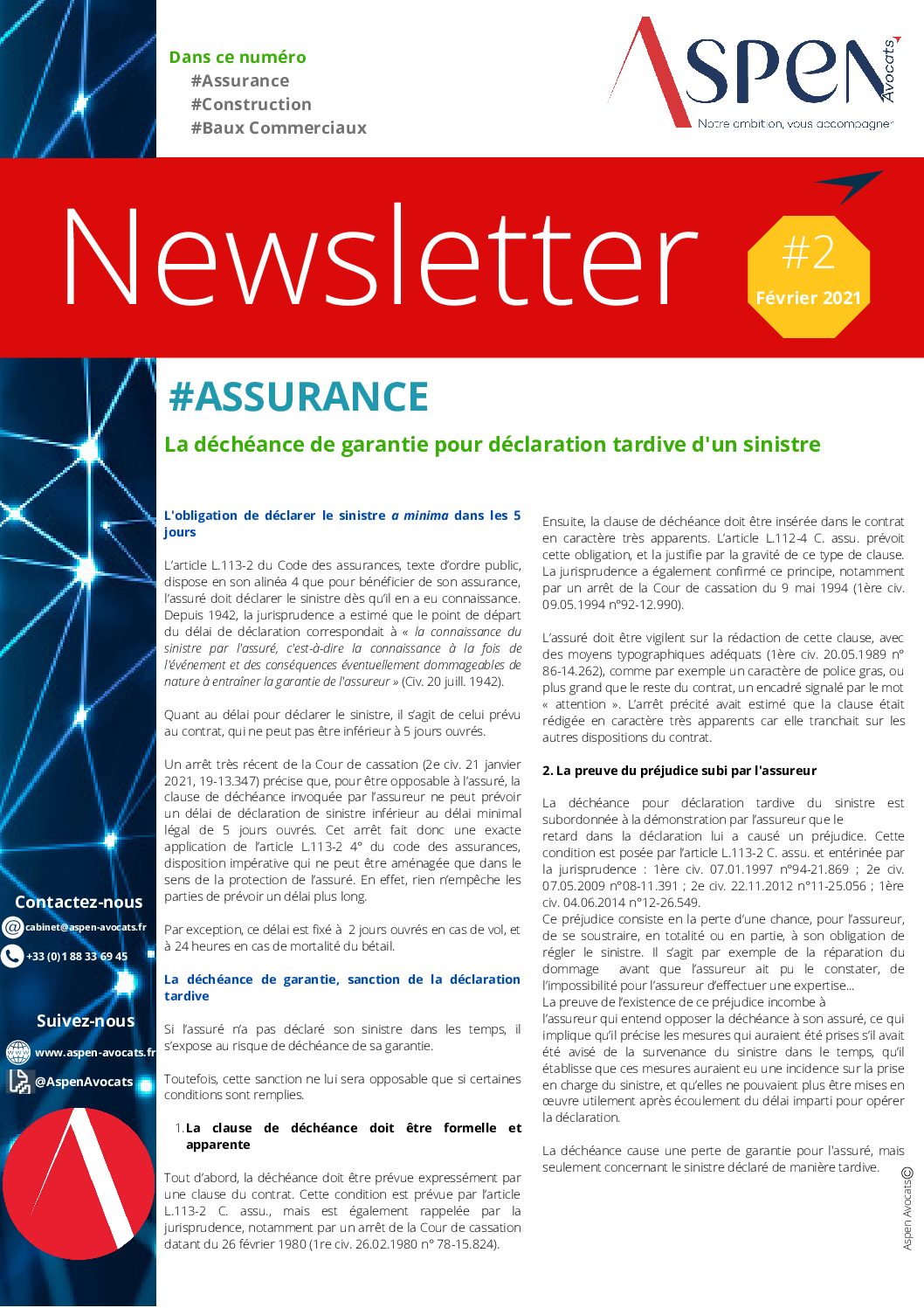 Newsletter Aspen février 2021