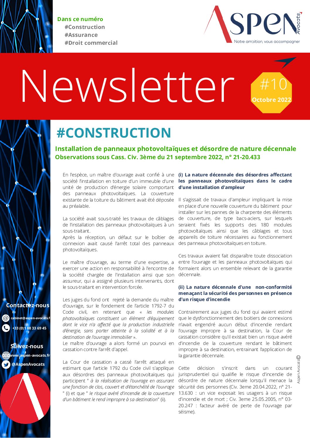 Newsletter Aspen octobre 2022